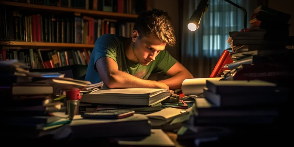 chico estudiando una oposición en su habitación